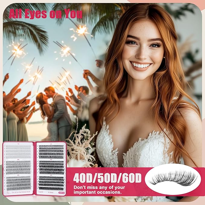 Bombshell SE Lash Clusters 600PCS Lashes - Lash Clusters 10D 20D 30D+40D50D60D Individual Lashes Clusters D Curl Lash Extension 8-16MM Eyelash Clusters DIY Cluster Eyelash Extensions for Beginners-BrightBean Baby