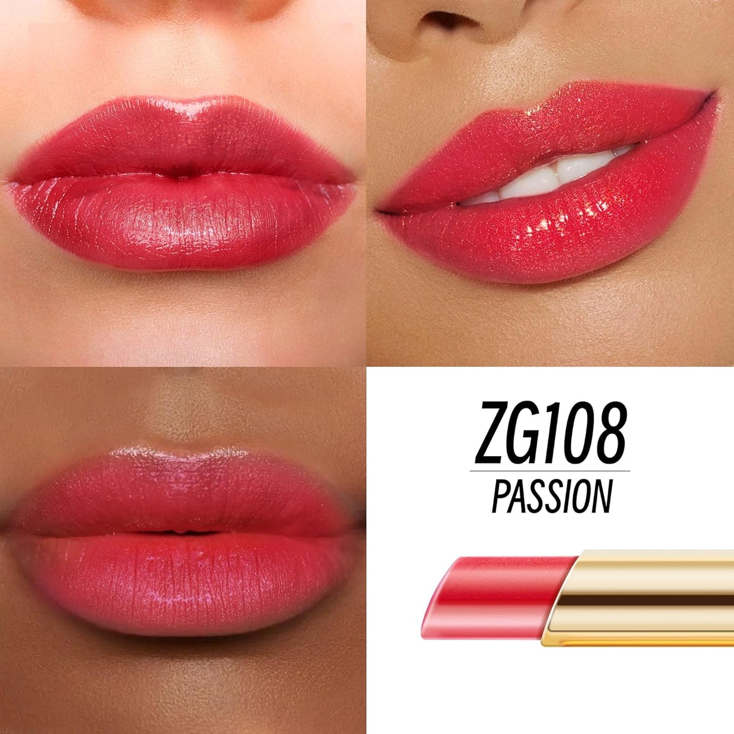 Red Lipstick Moisturizing for Women Shimmer Tinted Lip Balm Hydrating Nourishing Lip Gloss Vegan& Cruelty Free Lip Makeup, ZG108 Passion-BrightBean Baby