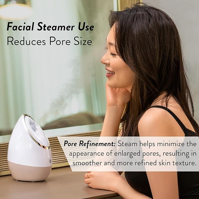 Facial Steamer SPA+ by Microderm GLO - Best Professional Nano Ionic Warm Mist, Home Face Sauna, Portable Humidifier Machine, Deep Clean & Tighten Skin, Daily Hydration for Maximum Serum Absorption-BrightBean Baby