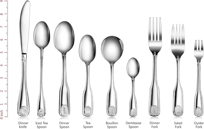 New Star Foodservice 58383 Shell Pattern, 18/0 Stainless Steel, Coffee Spoon, 4.6-Inch, Set of 12