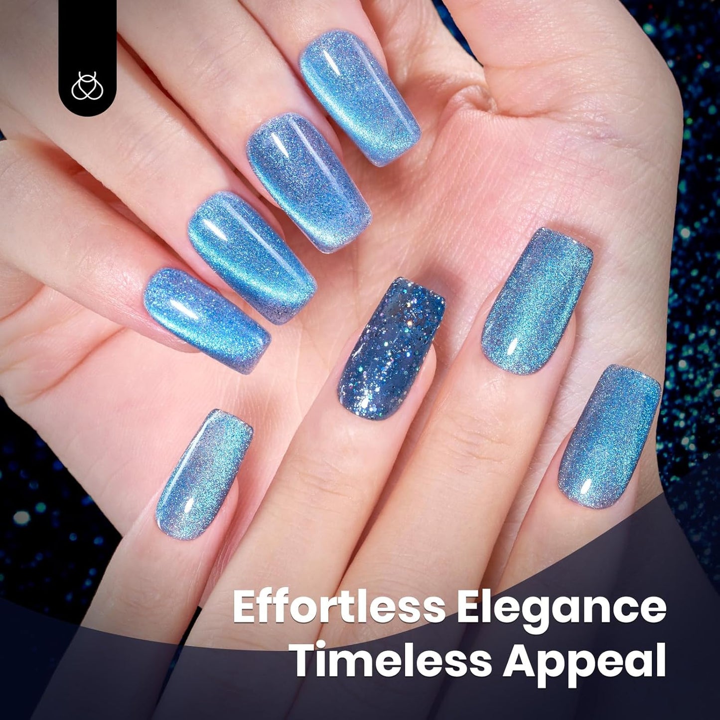 Beetles Chameleon Cat Eye Gel Polish - 15ML Blue Cat Eye Glitter Gel Polish 9D Magnetic Soak Off UV Shimmer Velvet Gel Mermaid Tears Series Nail Art DIY Manicure Gifts for Women-BrightBean Baby