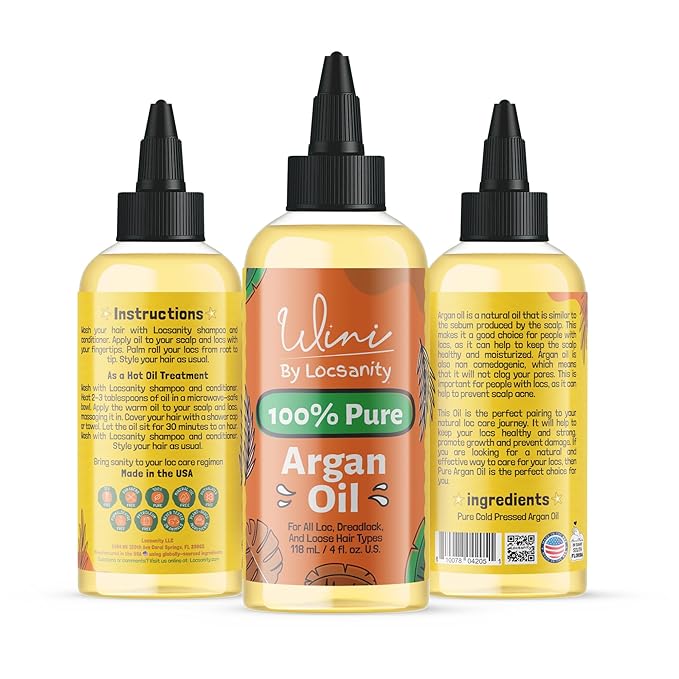 Locsanity Wini 100% Pure Oil 4 Pack, Jojoba, Argan, Coconut, Black Castor, 4 Fl Oz Each-BrightBean Baby