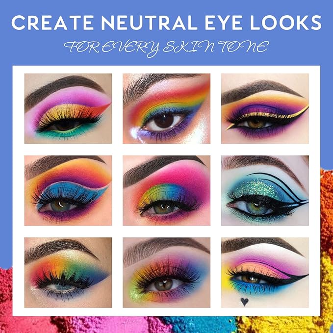 UCANBE Colorful Eyeshadow Palette, 15 Colors Vibrant Bright Shimmer Matte Metallic Neon Eye Makeup Pallet, Rainbow Green Pink Purple Orange Blue High Pigmented Sombras De Ojos Gift Kit-BrightBean Baby