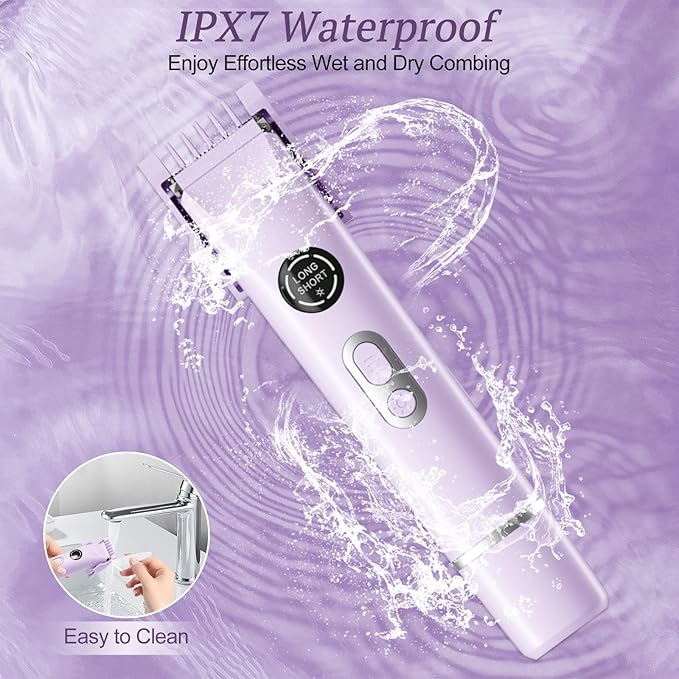 Bikini Trimmer for Women, 4 in 1 Wet/Dry Electric Razors for Women - Dual Head, Painless Rechargeable Portable Womens Razors for Shaving Set for Face, Nose, Eyebrows, Armpits, Bikini Area (Purple)-BrightBean Baby