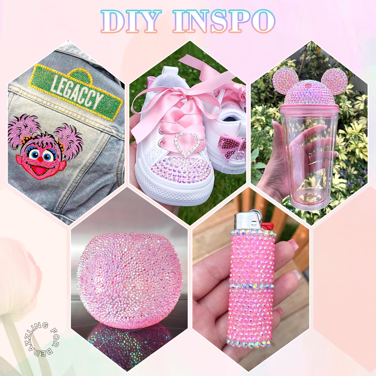 25000Pcs Resin Rhinestones with Tweezers for Crafting, 2-6mm Mixed Sizes (Light Pink AB) Non Hotfix Flatback Gems, Bedazzling Crystal for DIY Crafts Clothing Tumblers Mugs Shoes Decor Nail Art-BrightBean Baby