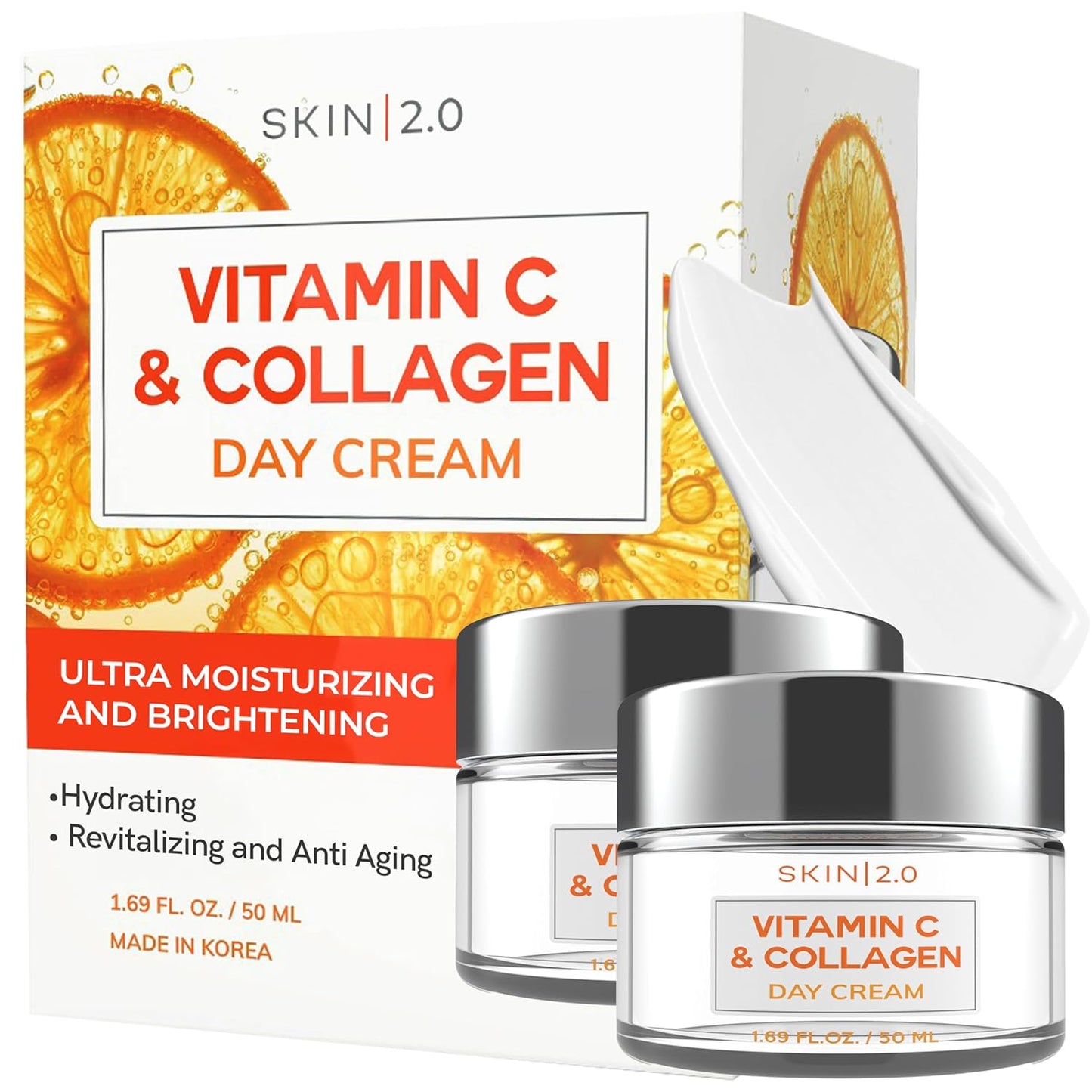Vitamin C & Collagen Daily Face Moisturizer - Dermatologist Tested, Skin Tightening, Brightening - Anti-Aging, Clean Beauty, Cruelty-Free Korean Skincare, All Skin Types - 1.69 Fl oz (2-Pack)-BrightBean Baby