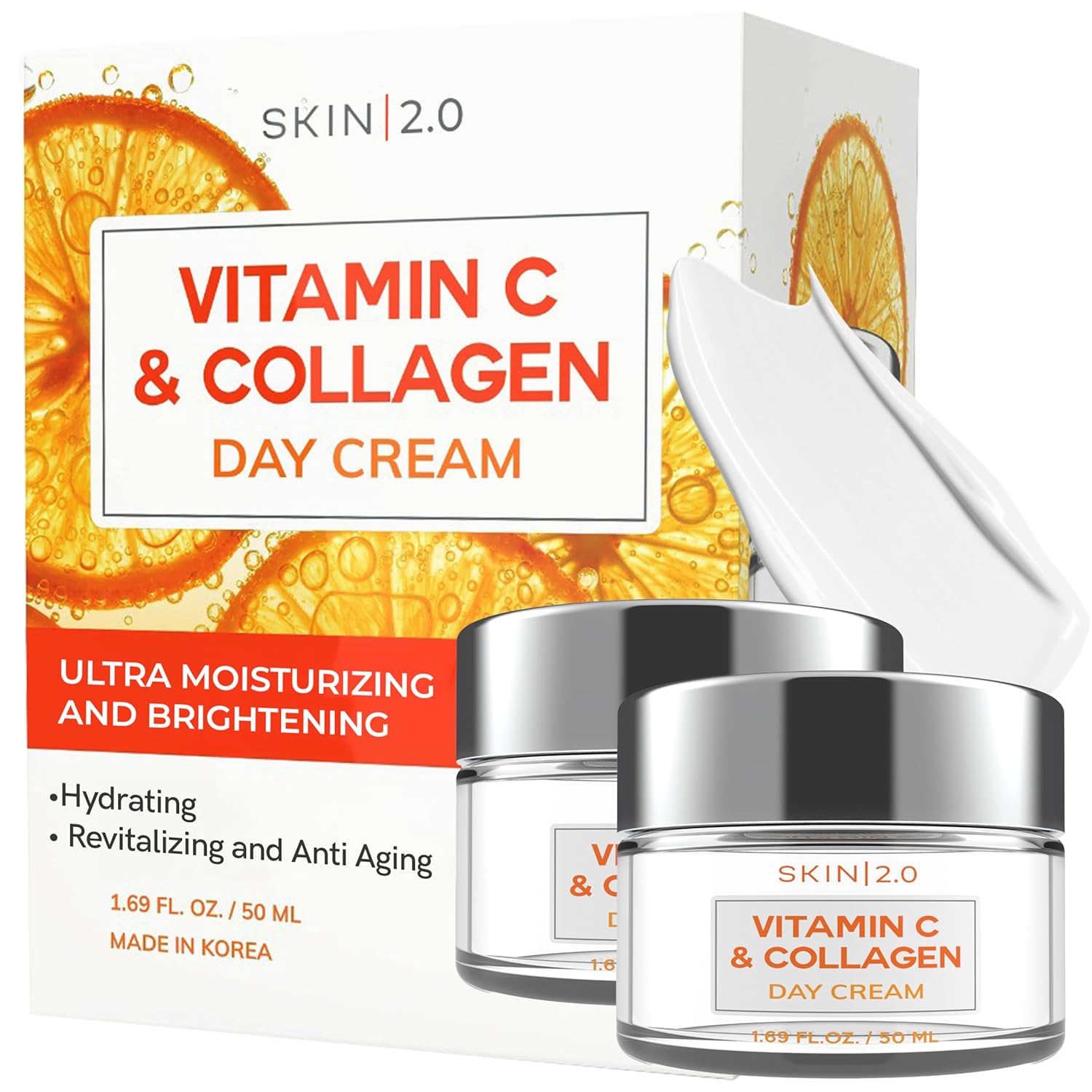 Vitamin C & Collagen Daily Face Moisturizer - Dermatologist Tested, Skin Tightening, Brightening - Anti-Aging, Clean Beauty, Cruelty-Free Korean Skincare, All Skin Types - 1.69 Fl oz (2-Pack)-BrightBean Baby