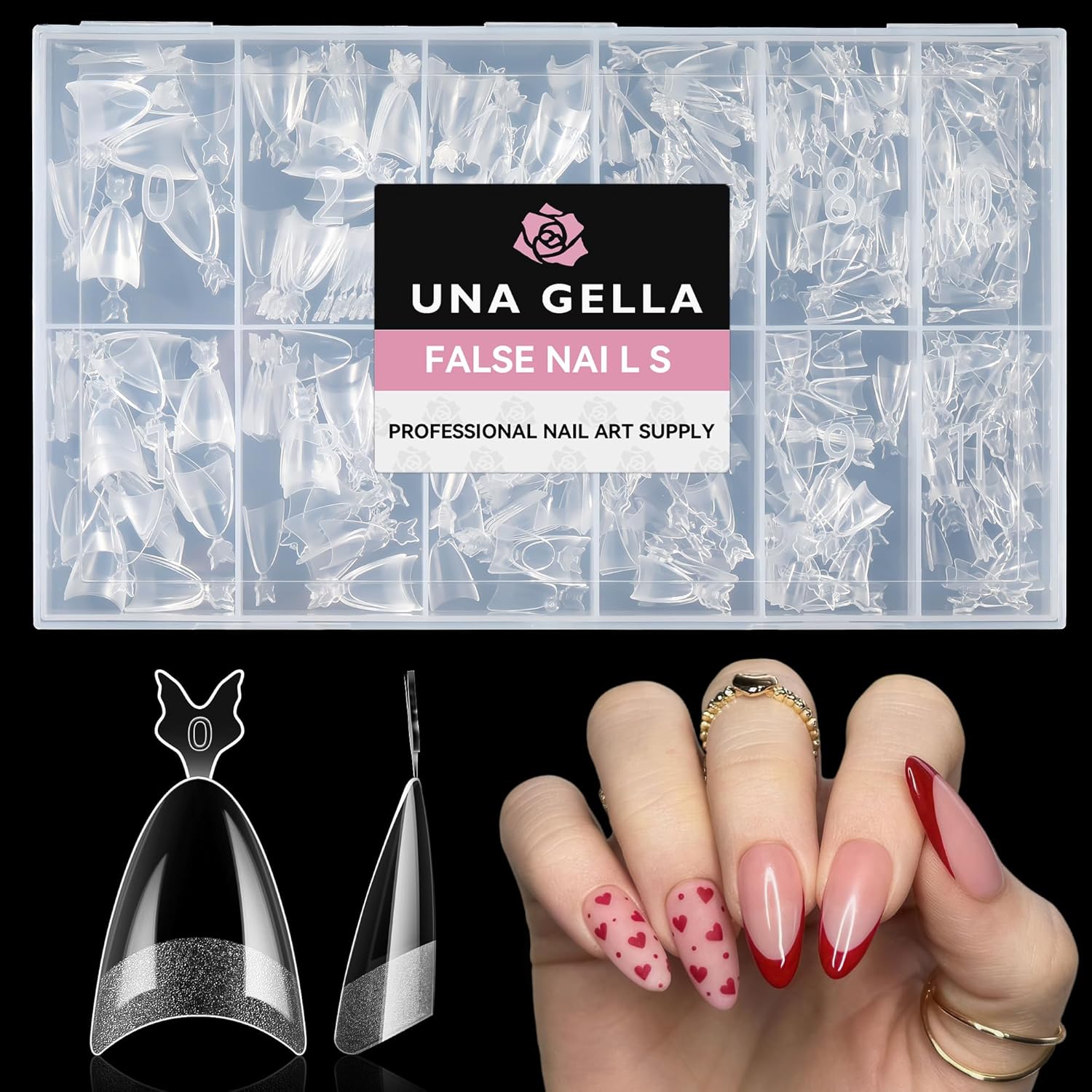 UNA GELLA Gel Nail Tips Almond Shape: 504pcs Medium Almond Nail Tips Half Cover Upgrade Soft Gel Matte Design for DIY Press On Nails Acrylic False Nails Tips 12 Sizes-BrightBean Baby