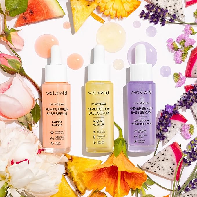 wet n wild Prime Focus Pore Minimizing Facial Serum Primer Makeup Extending | Reduces Pores | Improves Skin Texture | Exfoliates | Retinol Alternative, Hydrating-BrightBean Baby