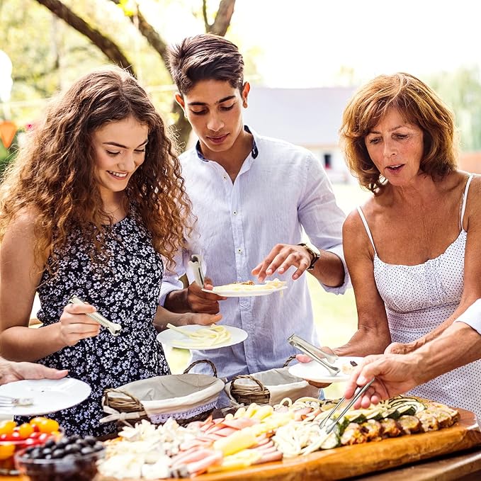 18 Pack Premium Small Serving Tongs, Mini Stainless Steel Appetizer Tongs 4.33Inch Silver