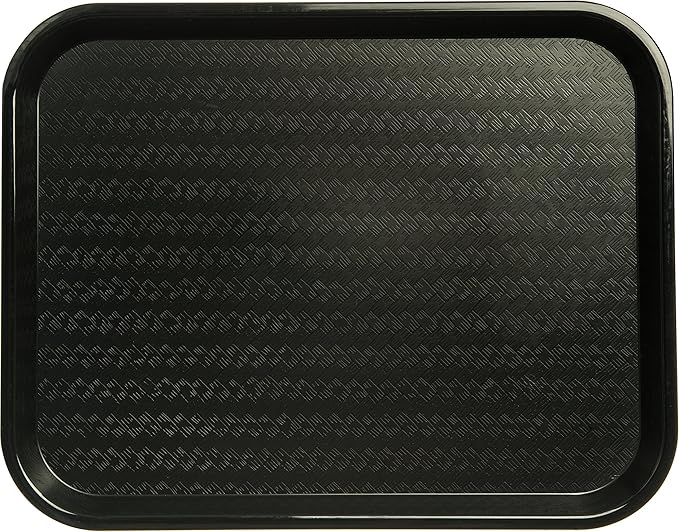 Carlisle FoodService Products Cafe Fast Food Cafeteria Tray with Patterned Surface for Cafeterias, Fast Food, And Dining Room, Plastic, 17.87 X 14 X 0.98 Inches, Black, (Pack of 12)