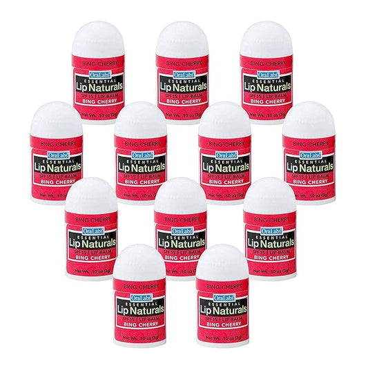 Lip Naturals® | Mini Cherry Lip Balm with Sunscreen (SPF-15) | Made in USA with Beeswax & Coconut Oil | 12-Count Mini Lip Balm Pack with Bing Cherry Flavor (0.10oz/3g Each)-BrightBean Baby