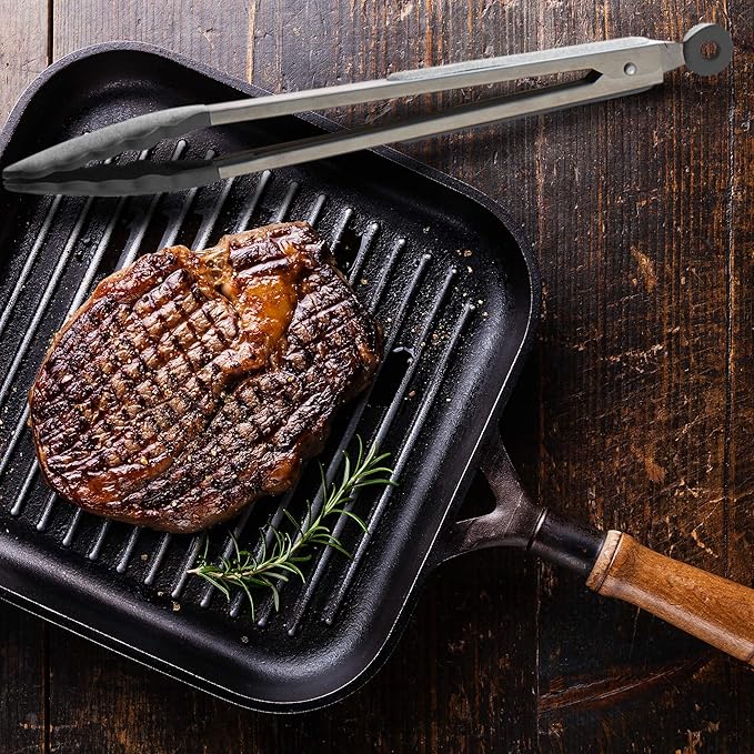 Kitchen Tongs for Cooking with Silicone Tips, Heat Resistant Tongs for Serving Food, 7-Inch, 9-Inch, 12-Inch Locking Silicone Tong, Set of 3 Salad Tong, Grey Kitchen Utensils