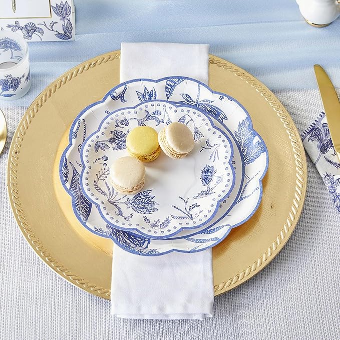 Kate Aspen Blue Willow Paper Plate and Napkin Set - Elegant Disposable Plates for Weddings, Something Blue Before I Do Bridal Shower Decorations, Baby Shower Plates, Tea Party Supplies - 62 Piece