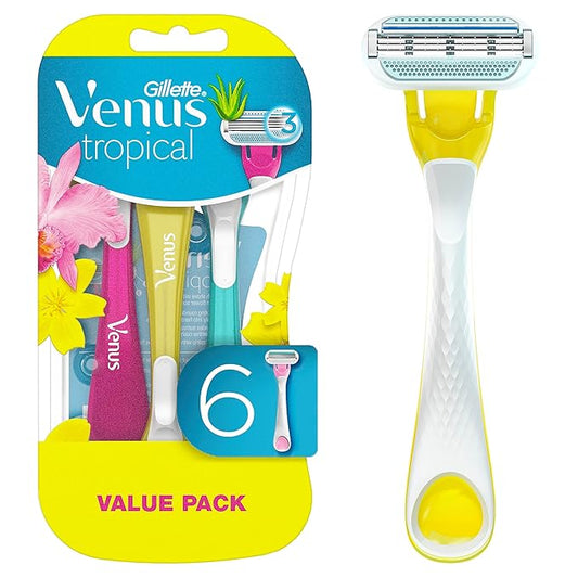 Gillette Venus Tropical Value Pack 6 Disposable Razors 3 Blades-BrightBean Baby