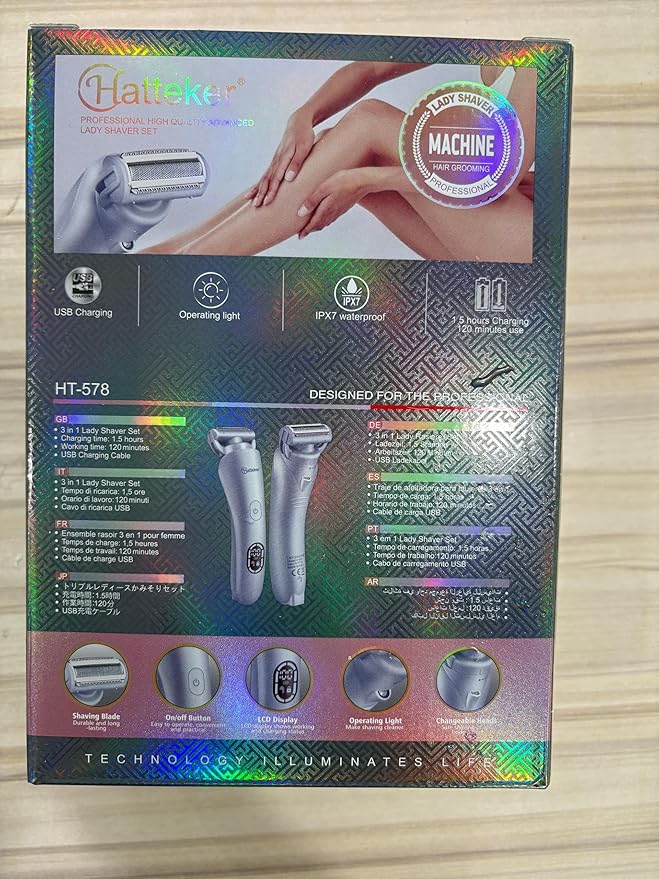 Hatteker Women's Electric Shaver Bikini Trimmer Hair Trimmer for Women Electric Razor for Legs Bikini Underarm Public Hairs Led Display IPX7 Waterproof Gift for Women (Blue)-BrightBean Baby