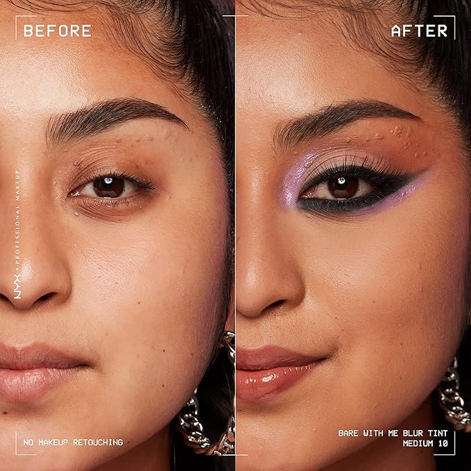 NYX PROFESSIONAL MAKEUP Bare With Me Blur Skin Tint Foundation Make Up with Matcha, Glycerin & Niacinamide - Medium-BrightBean Baby