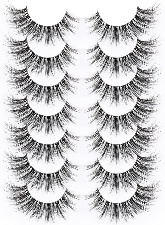 False Eyelashes with Clear Band Faux Mink Lashes Natural Look 3D Volume Wispy Fake Lashes Pack by Kiromiro 7 Pairs-BrightBean Baby