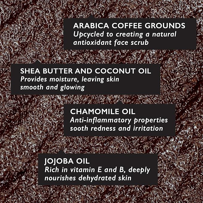 UpCircle Coffee Face Scrub - Floral Blend For Sensitive Skin 3.5oz - Chamomile, Shea Butter, Coconut + Rosehip Oil - Natural, Vegan Face Exfoliator For Soft, Smooth Skin-BrightBean Baby
