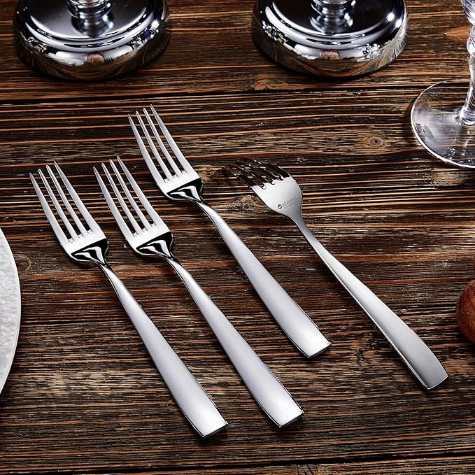 KEAWELL Premium 4-Piece Louis Dinner Fork, 18/10 Stainless Steel, Set of 4, Fine Fork Set with Squared Edge, Dishwasher Safe (8.3 inches)