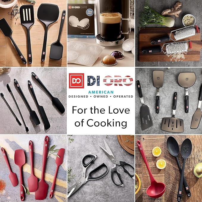 New DI ORO Silicone Turner Spatula Set - Kitchen Spatulas for Nonstick Cookware - Cooking Utensils for Flipping Eggs & Pancake - 600°F Heat-Resistant BPA Free Turners - Dishwasher Safe (4pc, Lavender)