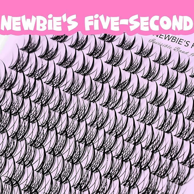 VEYESBEAUTY Lash Clusters Kit Eyelash Extensions Thin & Invisible Band DIY Individual False Eyelashes Newbie's Five-Second Series Lash Tray for Self-application, Sylph Lashes 8-18mm Mixed Length-BrightBean Baby