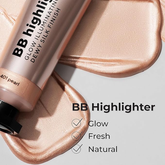 Lamel Dewy Cream BB Highlighter - Lightweight, Buildable and Luxuriously Glossy with Radiant, Natural-looking, Non-Greasy, Moisturizing, and Long-Lasting Formula for Flawless, Skin-Brightening - 401-BrightBean Baby