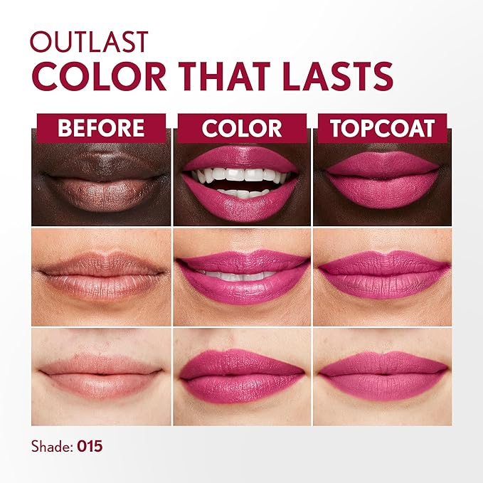 COVERGIRL Outlast All-Day, 015 Epic, Lip Color, 24-Hour Wear, Hydrating Balm, Kiss-Proof, Moisturizing, Vegan Formula, 0.07oz/0.08oz-BrightBean Baby