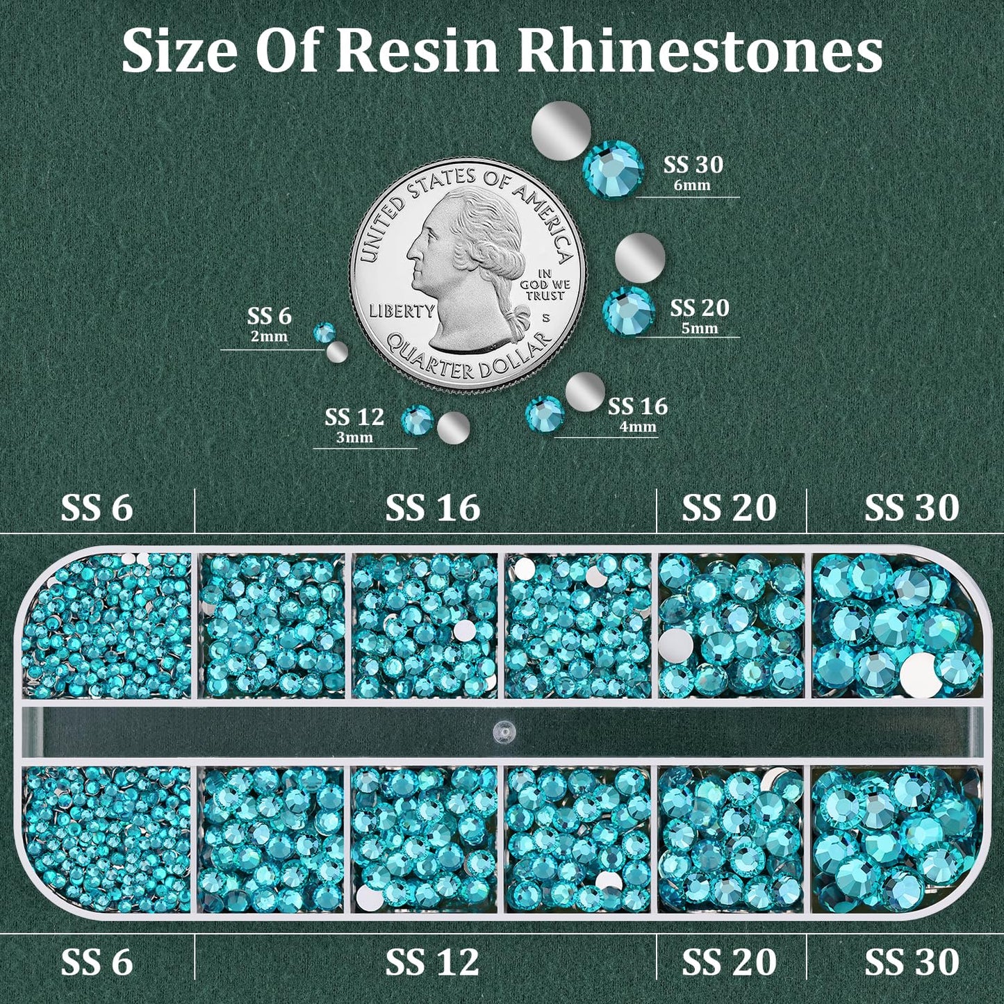 Resin Rhinestones for Crafting with B7000 Jewelry Glue, 1 Box Teal Blue Flatback Crystals with 3Pcs 10ml Glue for Bedazzling Crafts DIY Nail Art Makeup，Non Hotfix Gems for Clothing Shoes-BrightBean Baby