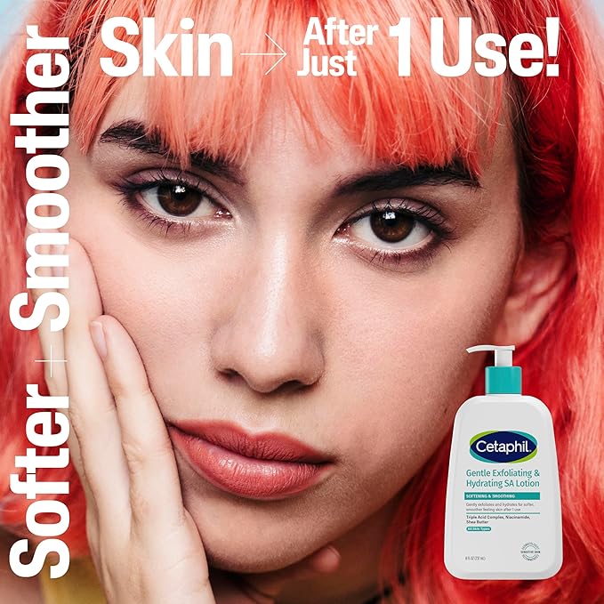 Cetaphil Gentle Exfoliating SA Lotion, Lightweight Moisturizer for All Skin Types, 8 Oz Pump Bottle, Salicylic Acid, Mandelic Acid & Gluconolactone, Gently Exfoliates, Dermatologist Recommended Brand-BrightBean Baby