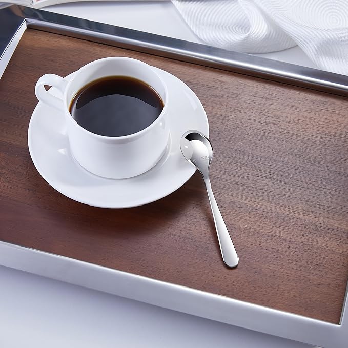 KEAWELL Premium Louise Demitasse Espresso Spoons, 18/10 Stainless Steel, 4.4-Inch Small Size, Dishwasher Safe (4.4 inches, 12)