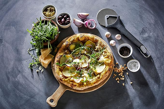 Witt Stainless Steel Pizza Cutter Wheel – Professional Pizza Cutter & Pizza Slicer, Sharp One-Cut Blade, Non-Slip Handle, Protective Case, Dishwasher Safe, 12.4 Inch