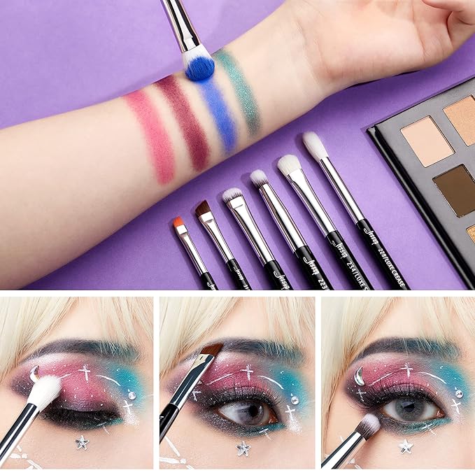 Jessup Eye Makeup Brushes Set Professional 15pcs with Eyeshadow Blending Concealer Eyebrow Eyliner Brush (Pearl Black/Silver)-BrightBean Baby