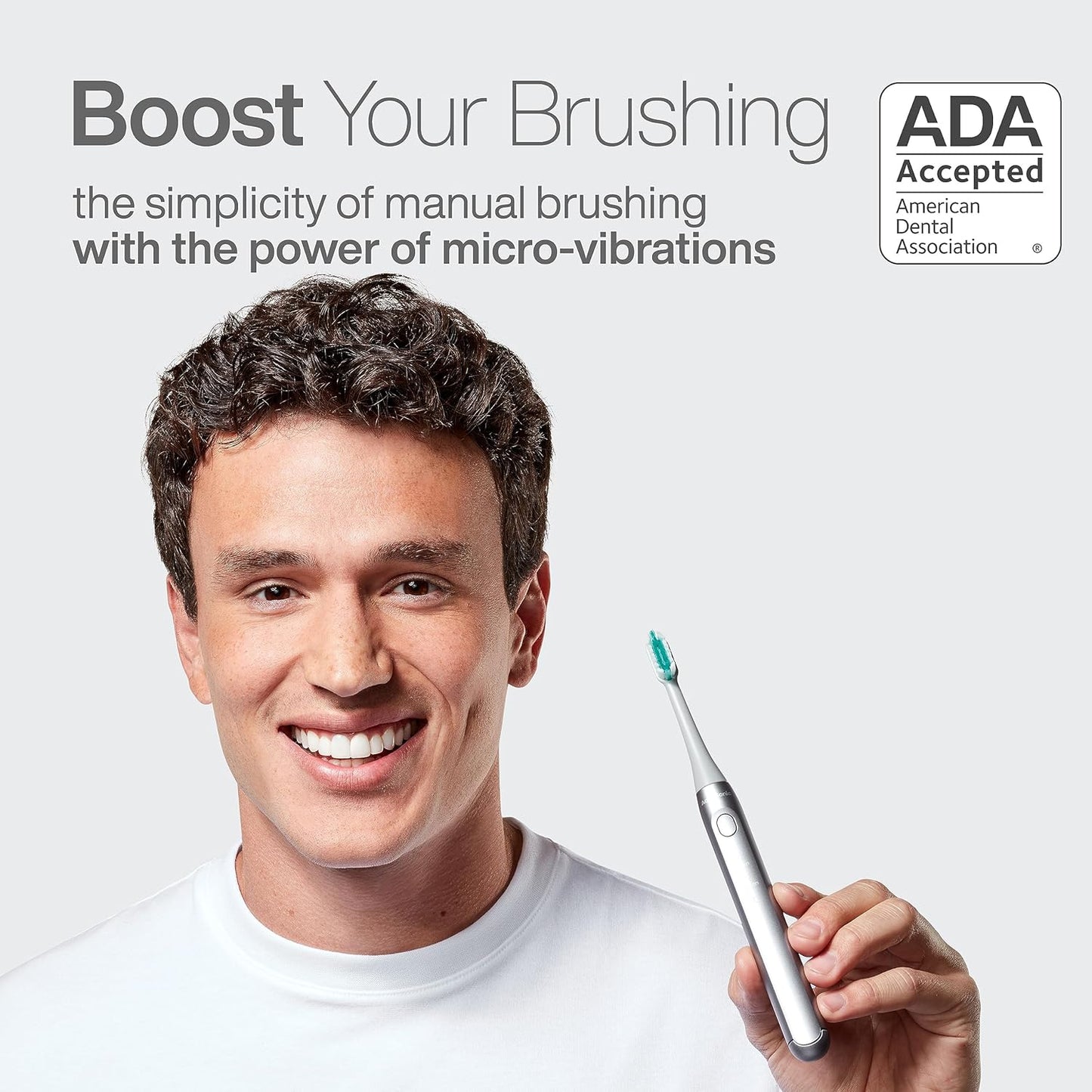 Aquasonic Icon ADA-Accepted Rechargeable Toothbrush | Magnetic Holder & Slim Travel Case | 2 Brushing Modes & Smart Timers | Gentle Micro-Vibrations (Stone)-BrightBean Baby