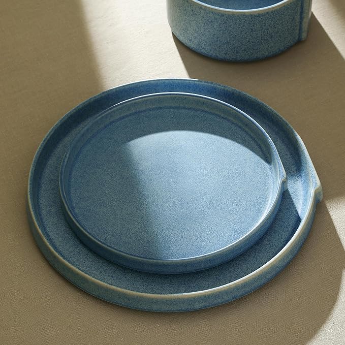 Stone Lain Bao 4-Piece Salad Plate Set Stoneware, Blue