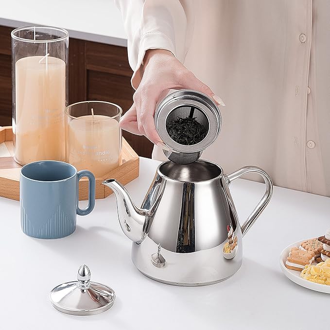 SANQIAHOME Stainless Steel Teapot with Infuser 2000ml