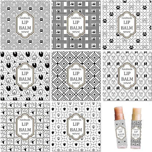 CRASPIRE 80Pcs 8 Styles Lip Balm Sticker Vintage Pattern Self-Adhesive Homemade Lip Balm Labels Vintage Square DIY Label Stickers for Lip Balm Containers Cosmetics Lipsticks-BrightBean Baby