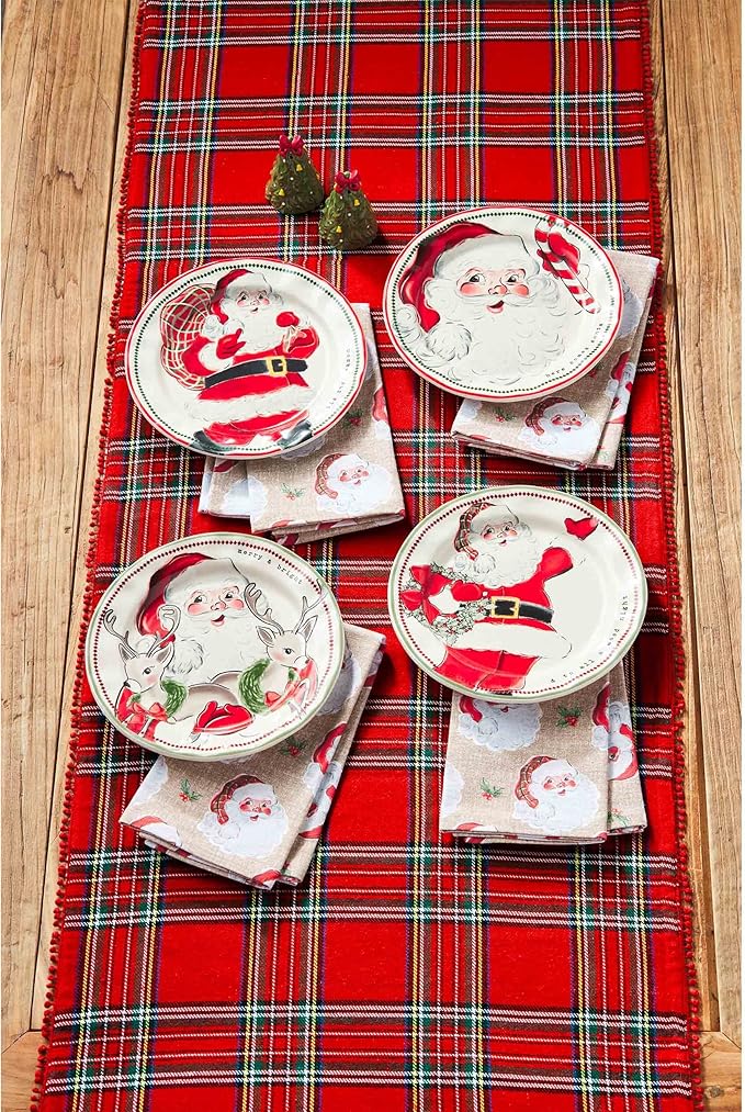 Mud Pie Santa Salad Christmas Plate, Candy Cane, 8" dia