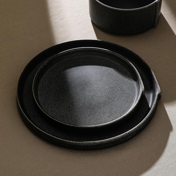 Stone Lain Bao 4-Piece Dinner Plate Set Stoneware, Charcoal