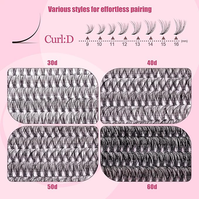 CCODDY Lash Clusters Kit - False Eyelash with Bottom Lashes - 748 Pieces - Black, Synthetic, Lightweight & Soft Fibers - D Curl Upper & 5-7MM Bottom - No Adhesives Included-BrightBean Baby