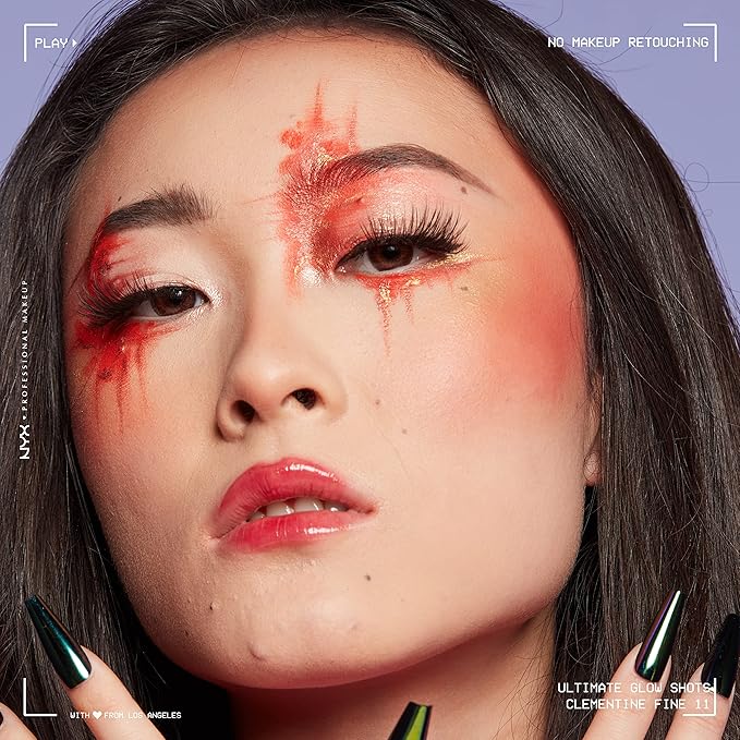 NYX PROFESSIONAL MAKEUP Ultimate Glow Shots, Liquid Eyeshadow, Long-Lasting Shimmer Eye Shadow with Vitamin C - Clementine Fine-BrightBean Baby