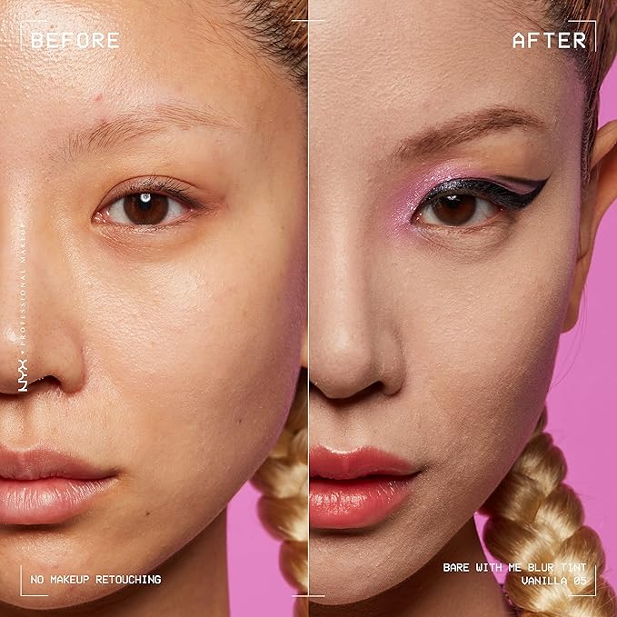 NYX PROFESSIONAL MAKEUP Bare With Me Blur Skin Tint Foundation Make Up with Matcha, Glycerin & Niacinamide - Vanilla-BrightBean Baby