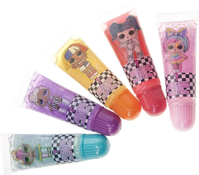 LOL Surprise Townley Girl 11 Pcs Sparkly Cosmetic Makeup Set for Kids Includes 5 Lip Gloss, 5 Nail Polish & Nail Stickers for Girls Tweens, Ages 3+ Perfect for Parties, Sleepovers and Makeovers-BrightBean Baby