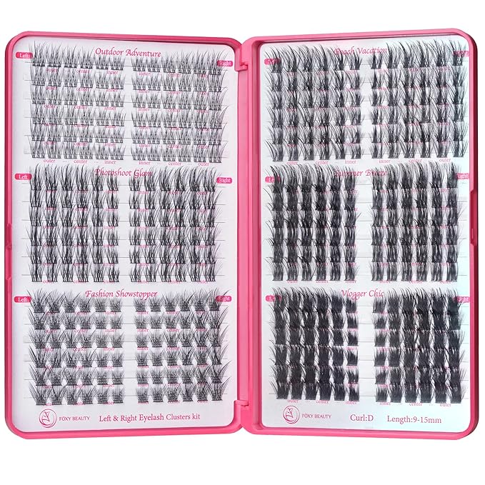 Fluffy Lash Clusters - 360Pcs Natural 0.05D Eyelash Clusters, Left & Right Eyelashes, Urtra Lightweight Cat Eye Clusters for Starter DIY at Home(Eyelashes Only）-BrightBean Baby