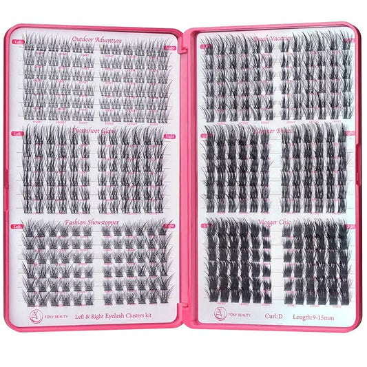 Fluffy Lash Clusters - 360Pcs Natural 0.05D Eyelash Clusters, Left & Right Eyelashes, Urtra Lightweight Cat Eye Clusters for Starter DIY at Home(Eyelashes Only）-BrightBean Baby
