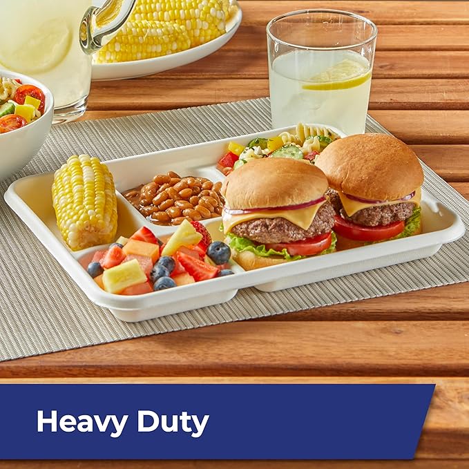 Hefty ECOSAVE Compostable 5-Compartment Paper Trays, 12 Count