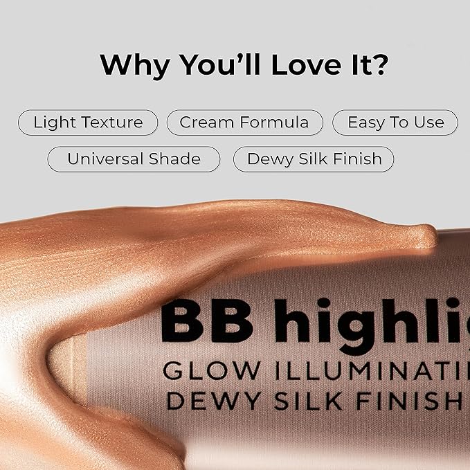Lamel Dewy Cream BB Highlighter - Lightweight, Buildable and Luxuriously Glossy with Radiant, Natural-looking, Non-Greasy, Moisturizing, and Long-Lasting Formula for Flawless, Skin-Brightening - 402-BrightBean Baby