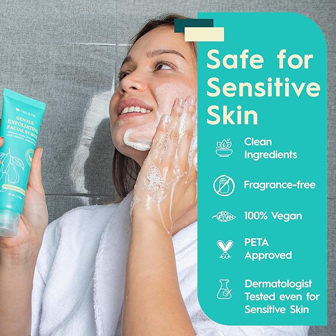 Tree To Tub Exfoliating Face Wash - Gentle Facial Exfoliator & Face Scrub w/Salicylic Acid for Glowing Skin - Non-Irritating Exfoliant to Remove Buildup & Refine Texture - For All Skin Types-BrightBean Baby