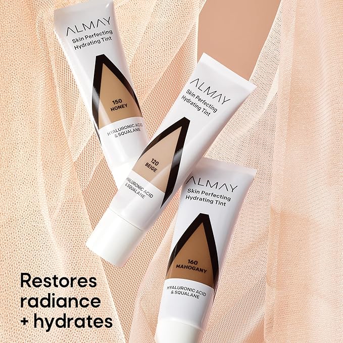 Almay Hydrating Liquid Foundation Tint, Lightweight with Light Coverage, Naturally Dewy Finish, Hypoallergenic, Dermatologist TestedFragrance Free, 110 Buff, 0.94 fl oz.-BrightBean Baby