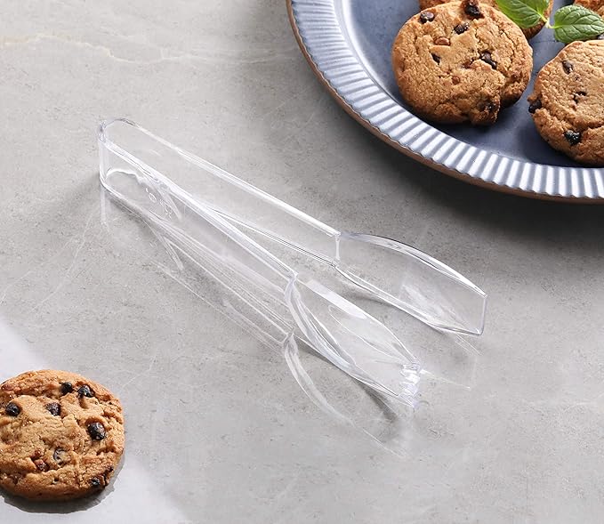 New Star Foodservice 35582 High Heat Plastic, Straight Edge Utility Tong, 6", Clear, Set of 12